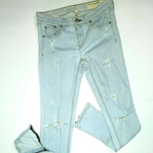 Rag & Bone Jean The ZIPPER CAPRI Jeans in SHREDDED NORTE 26 Distressed